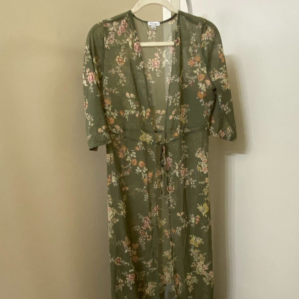 love, Fire Green Floral Swimsuit Covering S
